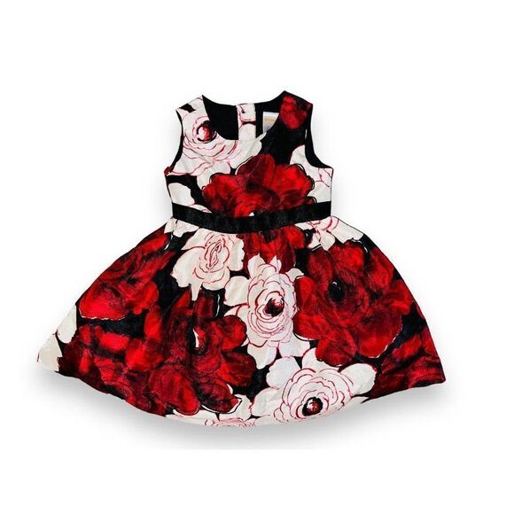 Gymboree Other - E2 Gymboree Formal Christmas Party Dress Bow Red Black Bow Size 12 18 Months